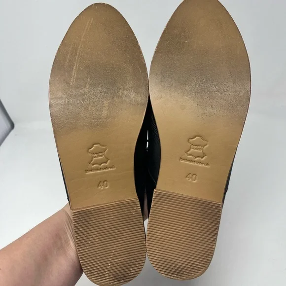 St. Agni navy blue Leather Lace-Up Flats mules - Picture 5 of 5